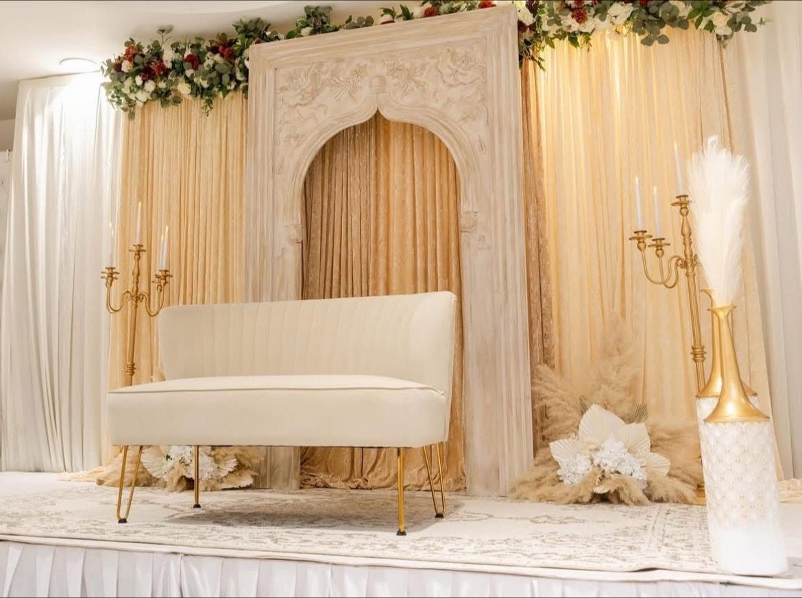 Ivory wedding lounge stage